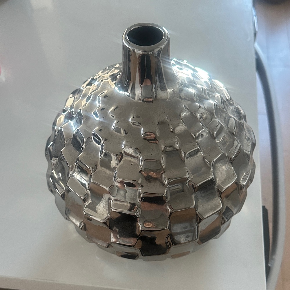 Silver Textured Vase